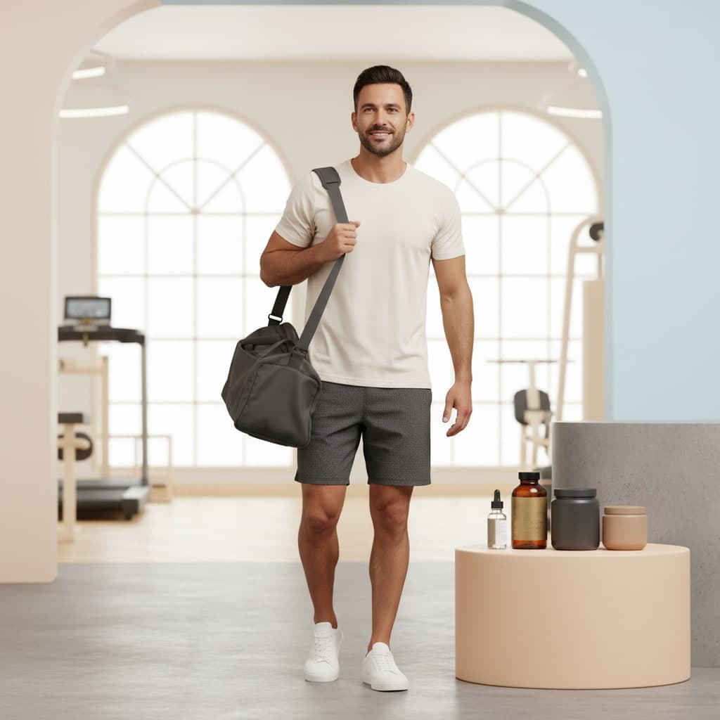 An adult completing a controlled strength-training session